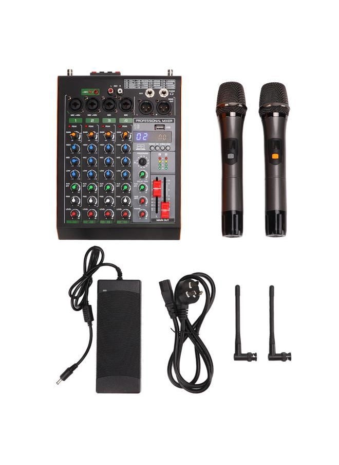 Arabest - Audio Mixer 4 Channel Sound Board Console Phone Connection Mixing Console with Amplifier Wireless Microphone 100‑240V AU Plug - Image 1