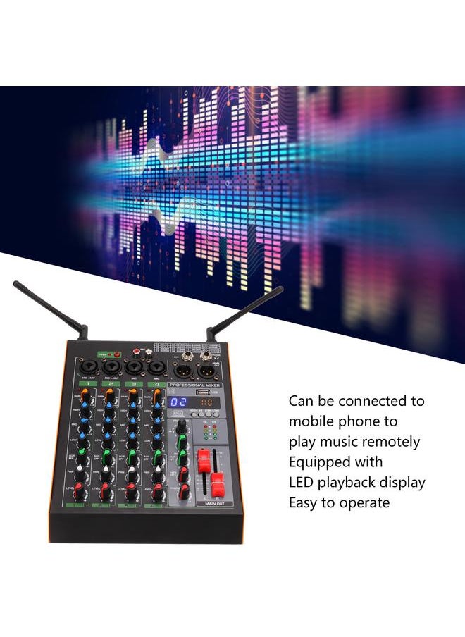 Arabest - Audio Mixer 4 Channel Sound Board Console Phone Connection Mixing Console with Amplifier Wireless Microphone 100‑240V AU Plug - Image 1