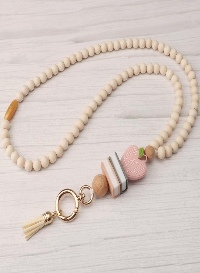 UGELOKI 2024 Teacher Lanyard with ID Holder, Fashion Wood Beaded Lanyard for Key, Super Cute Boho Breakaway Lanyard for Women - Image 5