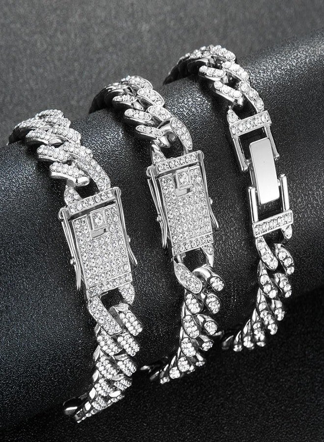 Jacruces Gold Silver Ankle Bracelets for Women Cuban Link Anklets Plus Size Ankle Bracelet Layered Link Anklet Set Rhinestone Diamond Bling Anklets Gold Silver Jewelry for Women Girls Gift Set - Image 5