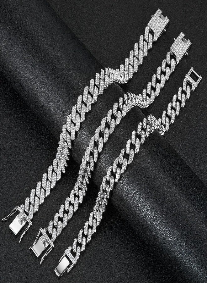 Jacruces Gold Silver Ankle Bracelets for Women Cuban Link Anklets Plus Size Ankle Bracelet Layered Link Anklet Set Rhinestone Diamond Bling Anklets Gold Silver Jewelry for Women Girls Gift Set - Image 4