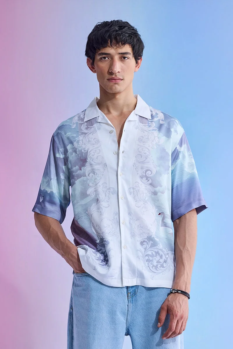 سنيتش قميص منتجع مطبوع بقصة مريحة يوتوبيا