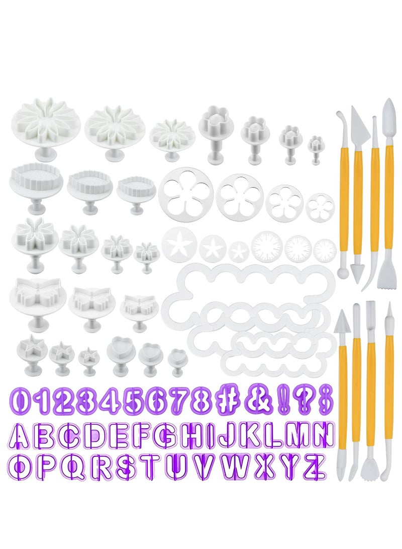 SYOSI Fondant Cake Decorating Tools Kit, 84 Pcs Sugarcraft Icing Cake Making Set, Rose Flower Alphanumeric Characters Moulds Set, Cake Baking Tools Cake Sculpting Tools for Almond Sugar Syrup Chocolate - Image 1
