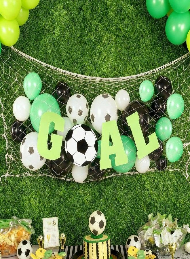 Arrowbash 26 Pcs Soccer Party Decorations Soccer Birthday Party Supplies Include Balloons Goal Banner and Natural Fish Net Decoration Barcelona Balloons for Children Football Lover Sport Baby Shower - Image 1
