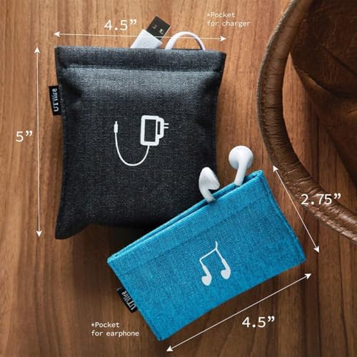 UT Wire Pocket Snap & Store Mobile Earphone Case Pouch, Sage Green with Solid Grey Interior - Image 3