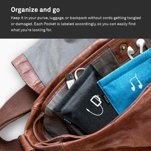 UT Wire Pocket Snap & Store Mobile Earphone Case Pouch, Sage Green with Solid Grey Interior - Image 4