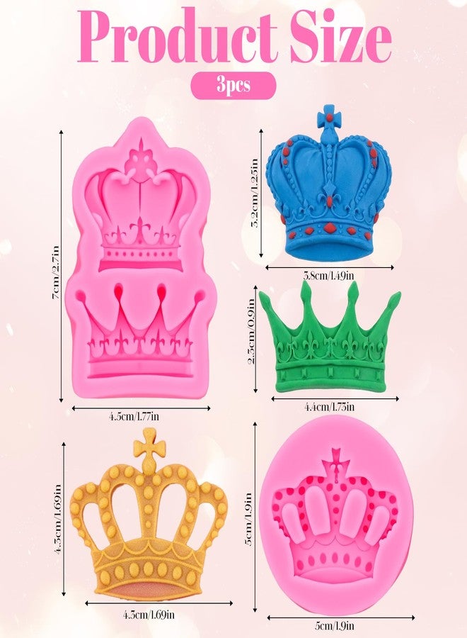 Psiriol 3 Pcs Crown Fondant Molds, Silicone 3D Crown Chocolate Silicone Molds, Princess Crown Cake Decoration Chocolate Mold for Cupcake Topper Chocolate Sugar Craft Paste Clay Crafting Projects - Image 2
