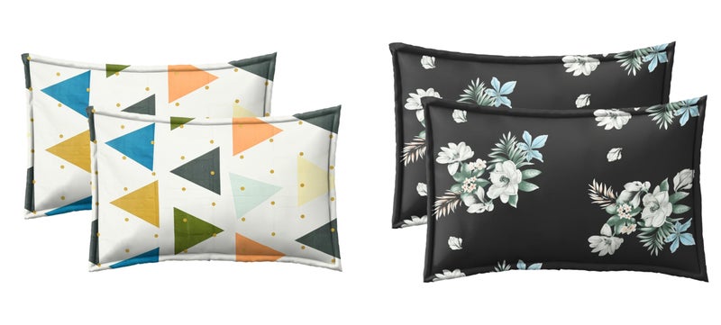 RRC Super Soft Brushed Microfiber Cotton Pillow Covers,Set of 4 Pieces Pillow Covers,17X27(Inches) 43X68(CM) Printed Pillow Covers,Flange on Edges Pillow Covers - Image 1