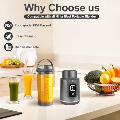 foboko Blade Cover and Vessel Cap for Ninja Blast Portable Blender BC100 Series and BC151 Series, Accessories, Replacement Parts, Leakproof, Dishwasher Safe, Food Grade. Grey - Image 4