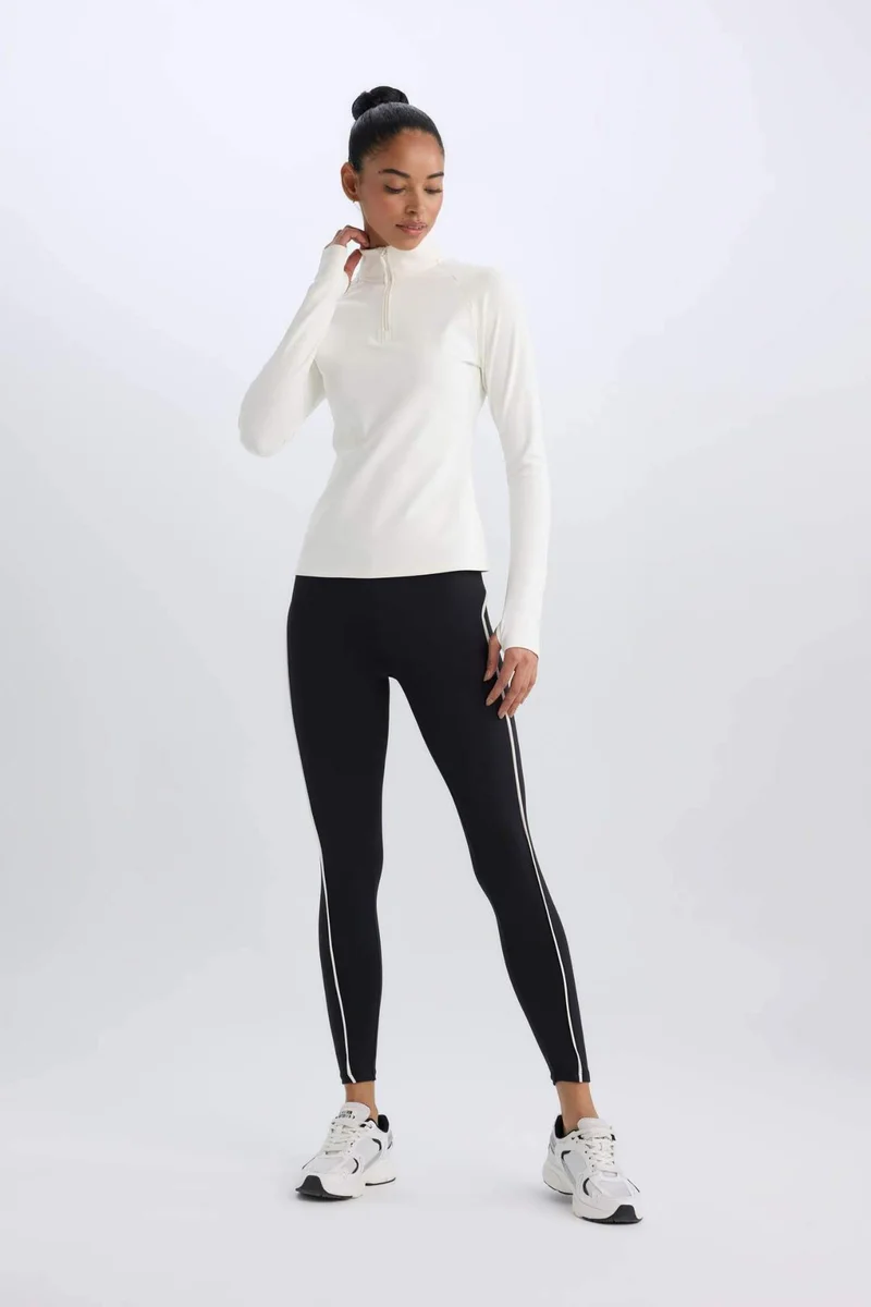 Defacto  DeFactoFit Standard Fit Stand-up Collar Sports T-Shirt for Women | Best Price UAE