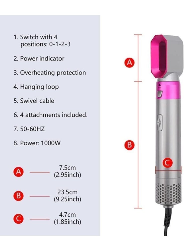 ج ت س آ ل مجموعة أدوات مجفف الشعر وتصفيف الشعر بالهواء الساخن 5 في 1، مجفف شعر متعدد الوظائف، ومكواة تجعيد، ومكواة فرد الشعر، ومكواة تكثيف الشعر، ومكواة تنعيم الشعر، وملحقات قابلة للتبديل لجميع أنواع الشعر الأنيق. - Image 3