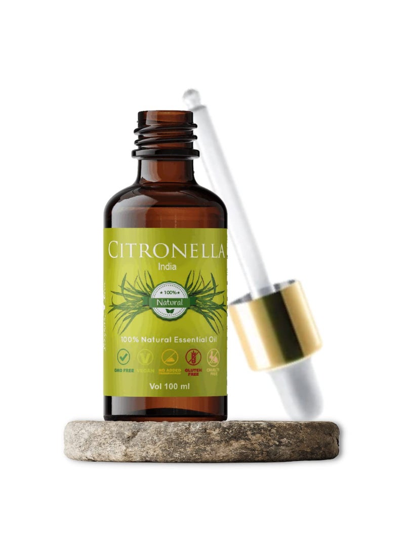 Blue Tree Aroma Blue Tree Aroma Citronella Essential Oil Aroma Oil for Diffusers Self Dispensing Dropper Bottle Natural and Pure Therapeutic Grade for Healthy Skin Aromatherapy Massage 100ml  - Image 1
