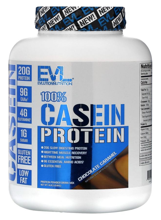 EVLUTION NUTRITION 100% Casein Protein Chocolate Caramel 4 lb (1.814 kg) 