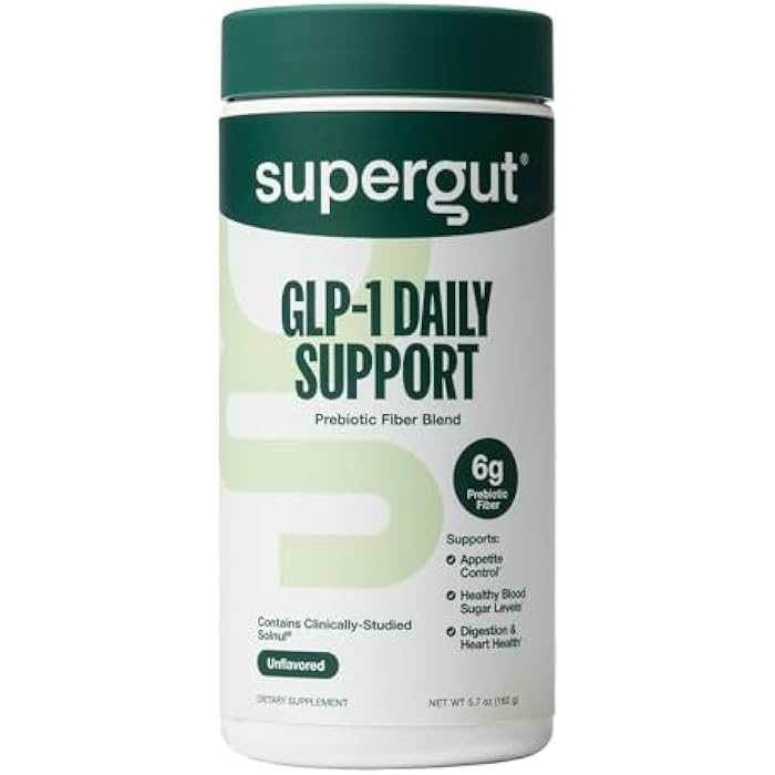 Supergut GLP1 Daily Support - High Fiber GLP-1 Supplement Powder for Women & Men - Sugar-Free Drink Mix for Gut Health (20 Servings) - Image 1