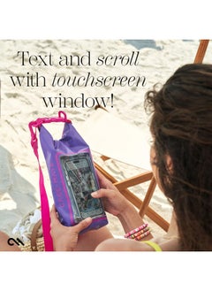 CASE-MATE Beach Phone Bag Ip68 Waterproof Dry Bag 2L Roll Top Waterproof Pool Bag W;Phone Case;Pouch Boating & Kayak Accessories Essentials For Swimming Beach & Travel Purple Paradise  - Image 3