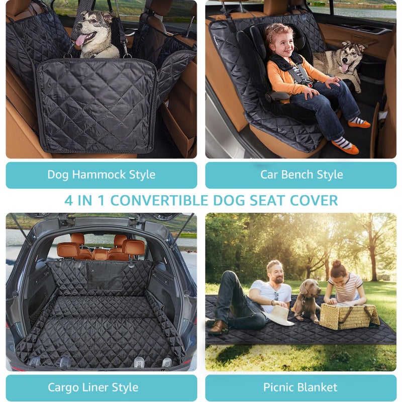 comwish Dog Car Seat Cover for Back Seat | Mesh Window & Safety Belt | 100% Waterproof Dog Hammock for Safe Travel with Side Door Protectors | Non-Slip, Scratchproof Pet Rear Seat Cover for Car, SUV,Truck - Image 4