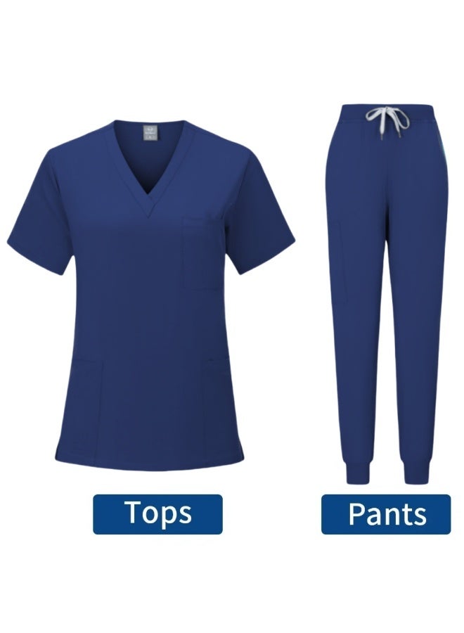Loquat Womens Medical Scrubs Set Medical Uniform Set Navy Blue - Image 1