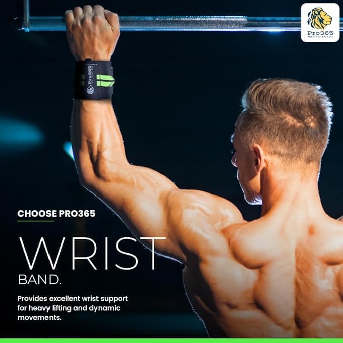 PRO365 Nylon, Silicone, Plastic Premium Gym Wrist Wrap With Adjustable Hand Gripper for Weightlifting, Heavy Lifts Maximum Support and for Superior Grip Training, Yellow & Black - Image 2