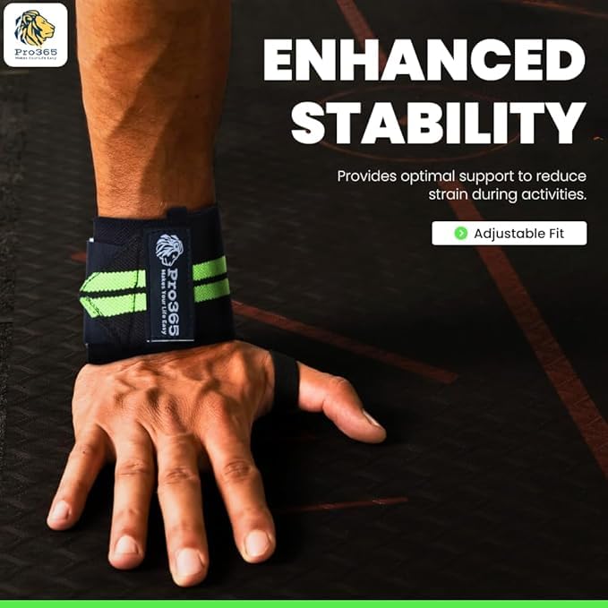 PRO365 Nylon, Silicone, Plastic Premium Gym Wrist Wrap With Adjustable Hand Gripper for Weightlifting, Heavy Lifts Maximum Support and for Superior Grip Training, Yellow & Black - Image 3