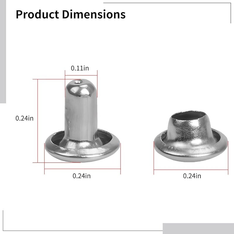 Nickel Plated Copper Rivets 0 24 X 0 24 Inch 300 Pcs For Leathercraft DIY Clothing - Image 3