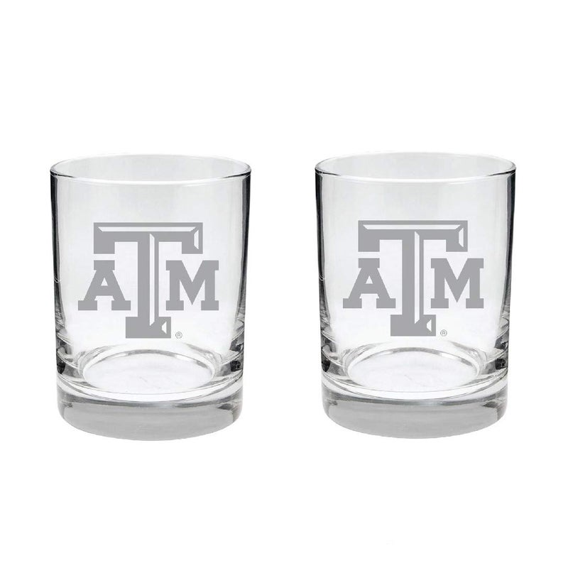 Texas AM Aggies 2Sided Satin Finish Rock or Whiskey Glass  Set of 2