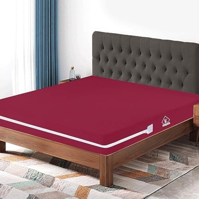 Edenwald 100 Edenwald Waterproof Mattress Protector with Zipper Chain King Size 78x72 Inches_with 6 Inch Drop Maroon Zippered Mattress Bed Cover SixSided Edenwald Waterproof Mattress Protector