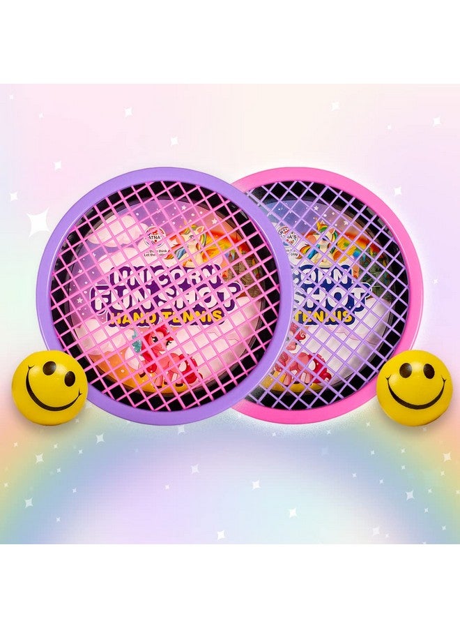 راتاناز لعبة تنس اليد الرياضية الممتعة من راتنا للأطفال، حيث يمكنهم لعب التنس مع تثبيت المضارب على راحة اليد (وحيد القرن)، متعددة الألوان - Image 1