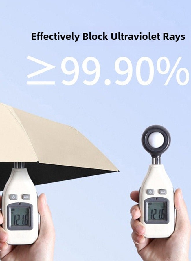 Haidue Small Folding Capsule Sun Umbrella  Mini Umbrella And Capsule Shell  Beige  - Image 4