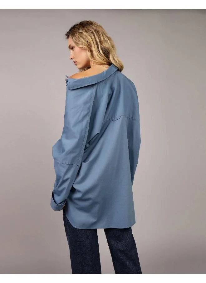 American Eagle Pocket Detail Button Down Oversized Shirt