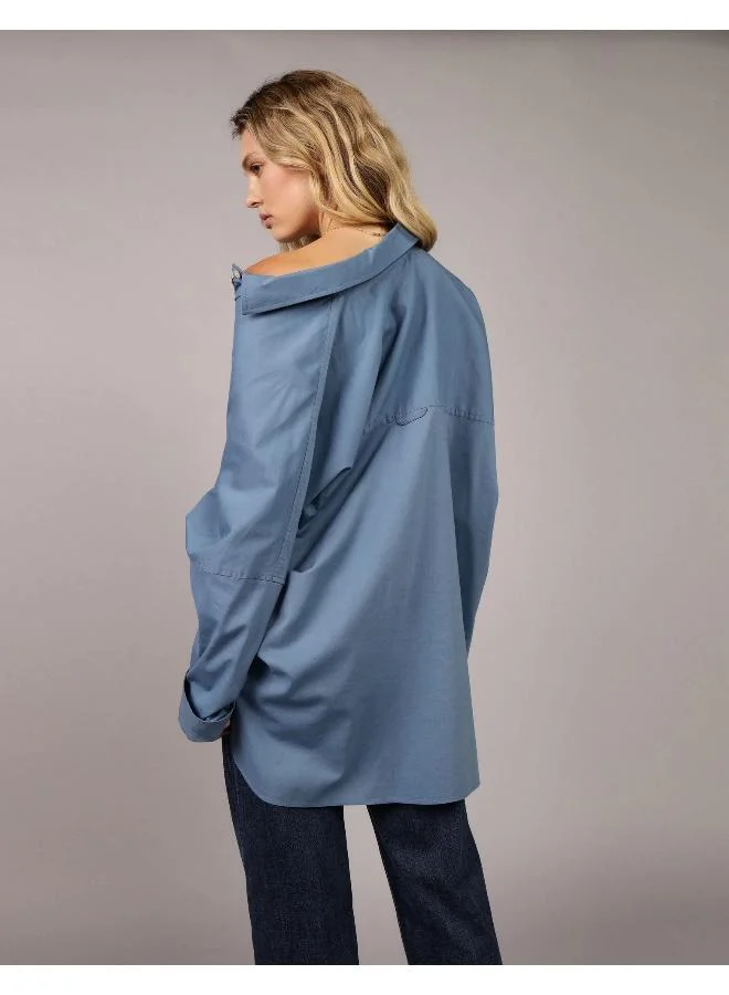 American Eagle Pocket Detail Button Down Oversized Shirt
