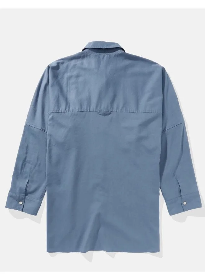 American Eagle Pocket Detail Button Down Oversized Shirt