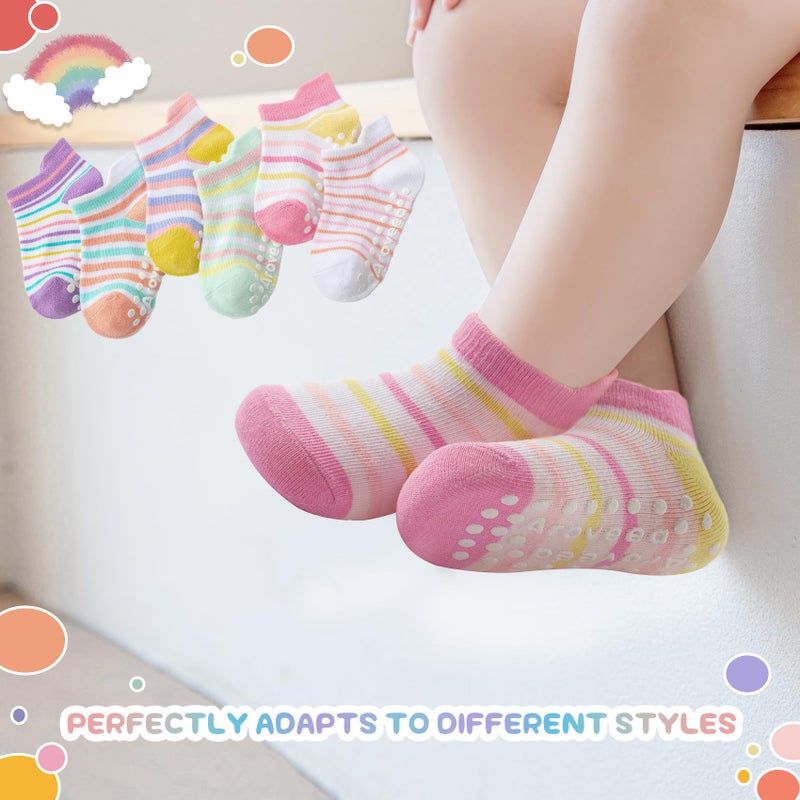 Aroveea Baby Toddler Socks Grip Non Slip Boys Girls Cotton 12 Pack for 6-12 Months Kids Ankle Cute Socks 6M-7Years - Image 5
