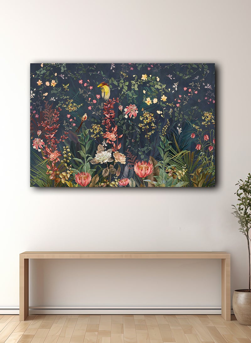 LOWHA Canvas Wall Art Stretched Over Wooden Frame with Plants & Birds Painting - Image 2