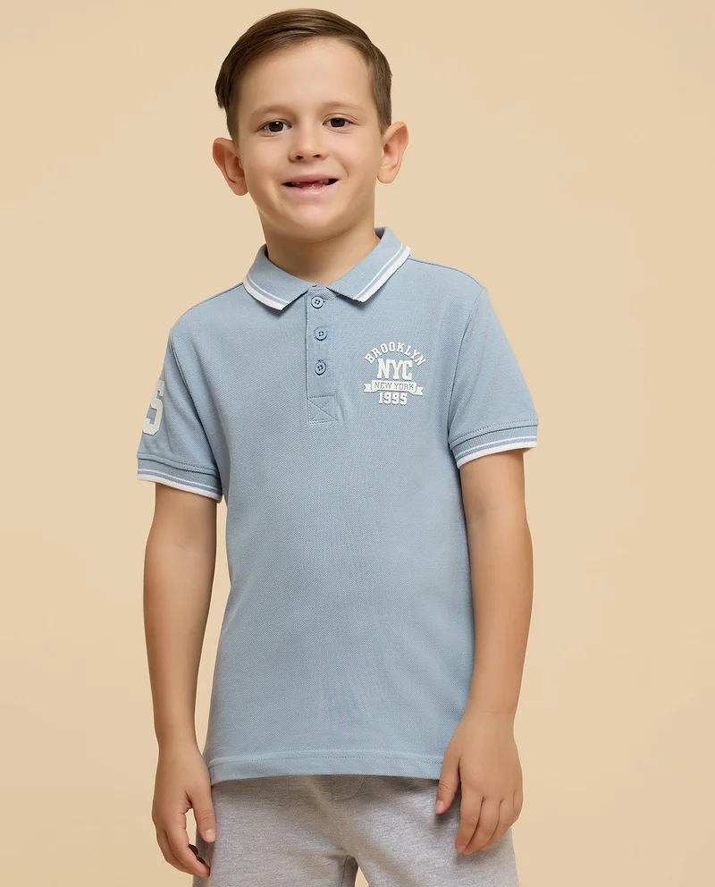 أر أند بي Printed Polo T-Shirt with Short Sleeves