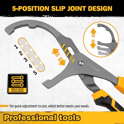 ELEAD Adjustable Oil Filter Wrench Set - 9" & 12" Oil Filter Pliers Oil Filter Removal Tools for Cars, Trucks, Motorcycles - Durable Carbon Steel, Ergonomic Grip, Easy Access Design - Image 3
