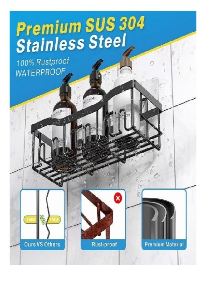 Shuer - Shower Caddy 5 Pack, Adhesive Bathroom Organizer for Bathroom Storage Kitchen, No Drilling, Large Capacity, Rustproof Stainless Steel Bathroom Organizer Shelves for Inside Shower Rack - Image 1