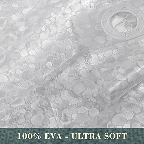 ABLUEN No Hook Shower Curtain or Liner - 8G Heavy Duty Cobblestone Bathroom Shower Curtain No Hooks Required, Waterproof Plastic & PVC Free, Standard Size 71 x 74, Pebble - Image 4