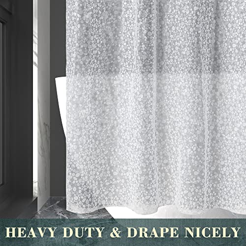 ABLUEN No Hook Shower Curtain or Liner - 8G Heavy Duty Cobblestone Bathroom Shower Curtain No Hooks Required, Waterproof Plastic & PVC Free, Standard Size 71 x 74, Pebble - Image 5