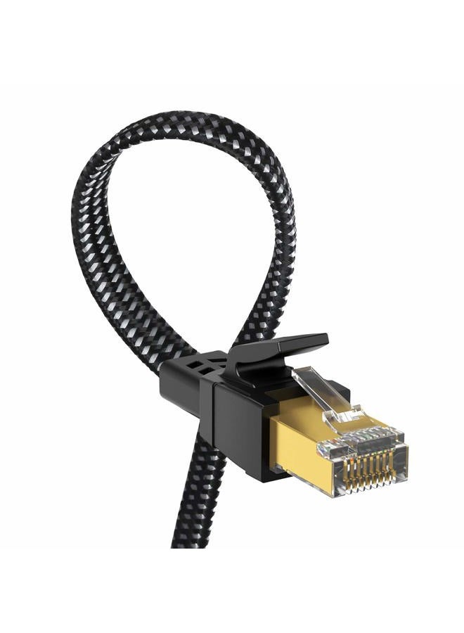 Orbram Cat 8 Ethernet Cable 75 ft, Nylon Braided High Speed Heavy Duty Network LAN Patch Cord, 40Gbps 2000Mhz SFTP RJ45 Flat Internet Cable Shielded in Wall, Indoor&Outdoor for Modem/Router/Gaming/PC - Image 1