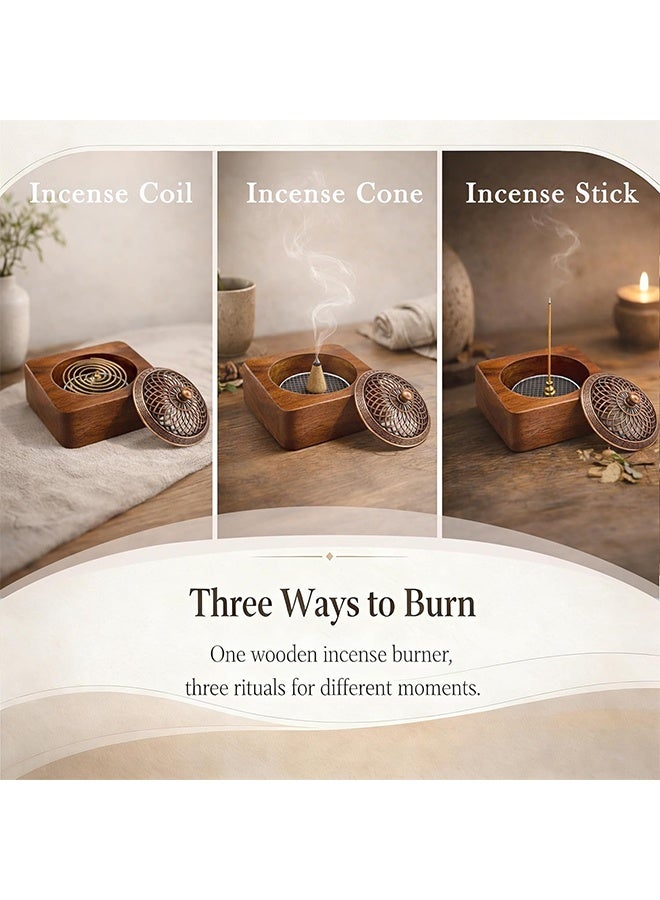 Walnut Incense Burner/Bakhoor Burner - High-Quality Solid Wood Construction, Perfect for Home Decor - Image 4