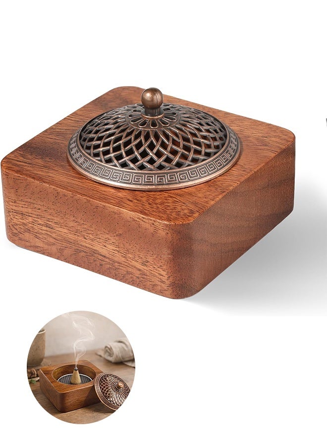 Walnut Incense Burner/Bakhoor Burner - High-Quality Solid Wood Construction, Perfect for Home Decor - Image 1