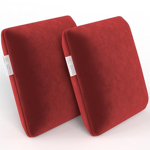 MY ARMOR Memory Foam Square Cushion for Car, Sofa/Diwan, Bed, Chair & Decoration | Highly Durable, Hypoallergenic | Velvet Cover | Maroon, Pack of 2 [14"x 14" x 4"] - Image 1