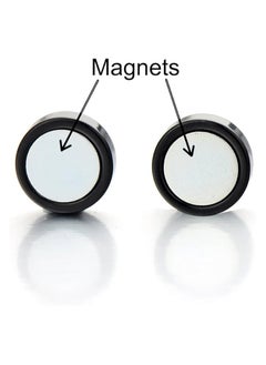 Bluelans 2pcs Magnetic gold  Circle Stud Earrings for Men Women, Non-Piercing Clip On Cheater Fake Ear Gauges  - Image 2
