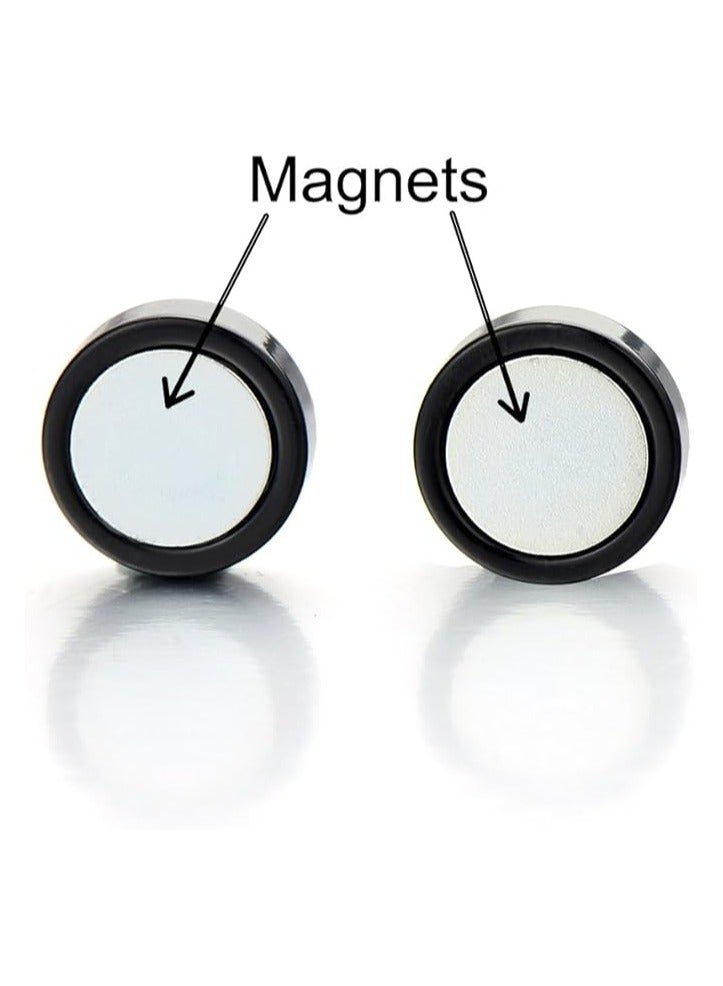 Bluelans 2pcs Magnetic gold  Circle Stud Earrings for Men Women, Non-Piercing Clip On Cheater Fake Ear Gauges  - Image 2