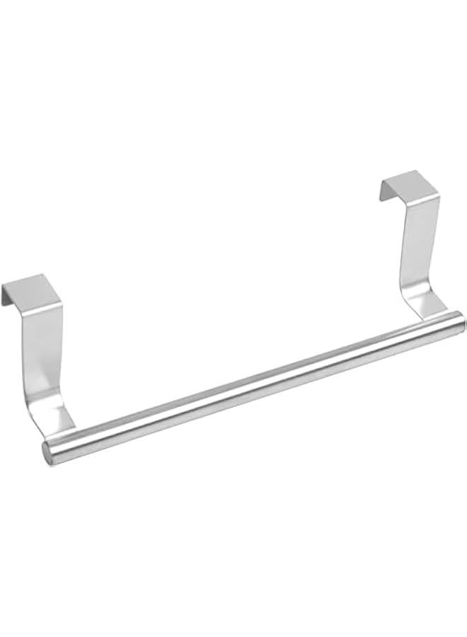 هوكور Cabinet towel rack, suitable for hanging storage accessories above cabinet doors, towels and laundry cloths, sturdy modern design stainless steel (silver) - Image 1