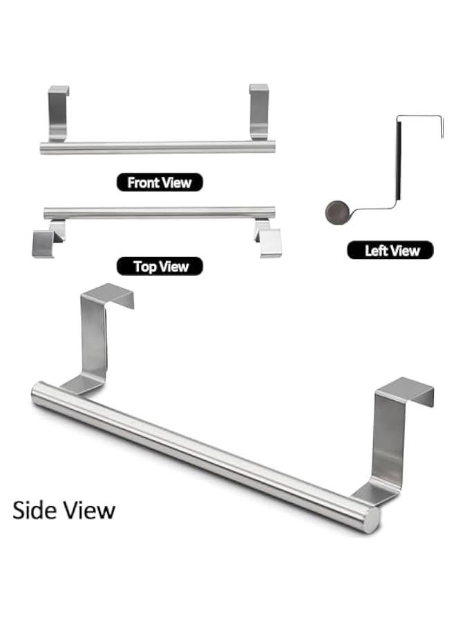 هوكور Cabinet towel rack, suitable for hanging storage accessories above cabinet doors, towels and laundry cloths, sturdy modern design stainless steel (silver) - Image 2