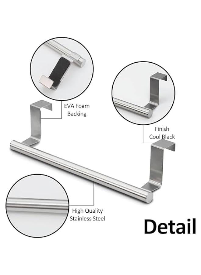 هوكور Cabinet towel rack, suitable for hanging storage accessories above cabinet doors, towels and laundry cloths, sturdy modern design stainless steel (silver) - Image 3