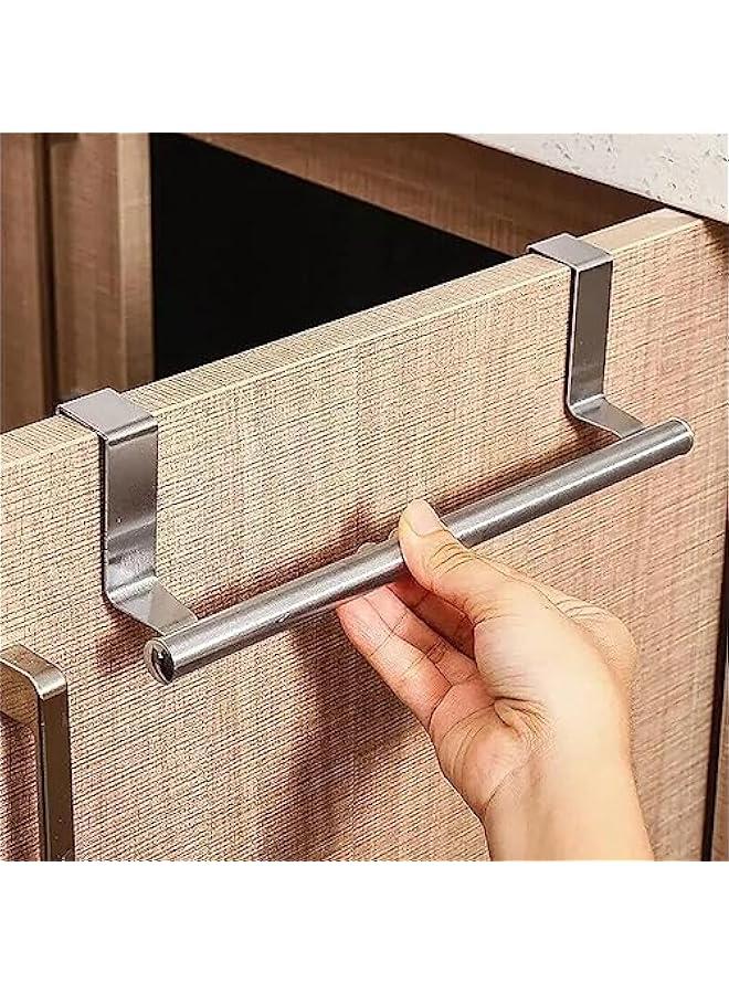 هوكور Cabinet towel rack, suitable for hanging storage accessories above cabinet doors, towels and laundry cloths, sturdy modern design stainless steel (silver) - Image 5