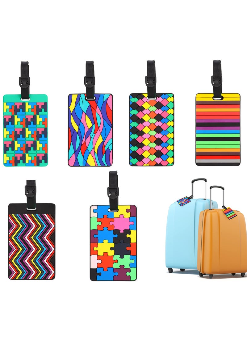 6-Piece Luggage Tag Set for Suitcases, Handbags, School Bags, and Instruments - Includes Name and Address Tags with Information Card and Hanging Buckle. - Image 1