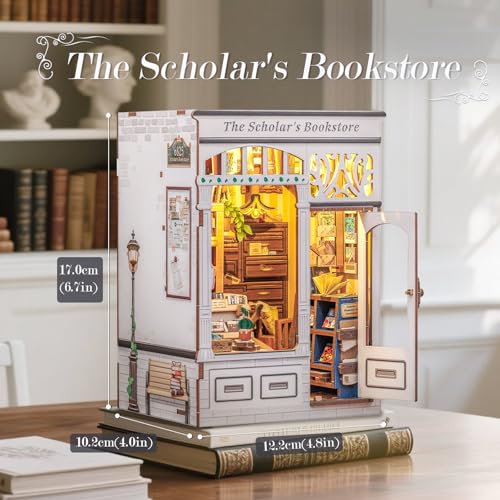 CUTEBEE Book Nook Kit DIY Miniature House Dollhouse Kit for Adults and Teens Booknook Tiny House Bookshelf Decor 3D Wooden Puzzle Gifts for Family Friends The Scholars Bookstore - Image 5